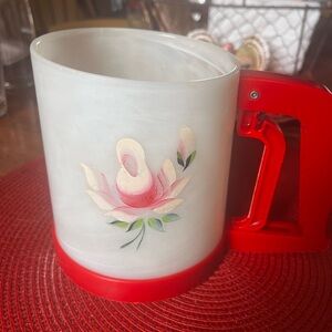 1950s Popeil Brothers Chicago Lustro Ware Rose Plastic Kitchen Flour Sifter .